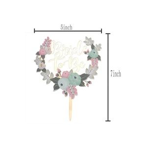 Floral Design Acrylic "Bride to Be" Cake Topper